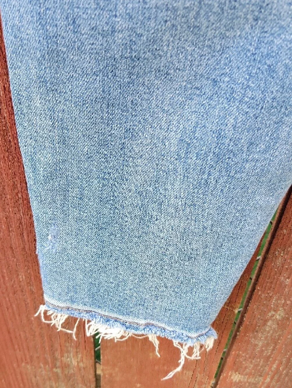 Judy Blue Relaxed Fit Straight‎ Jeans Distressed Stretch Frayed Hem Blue Denim